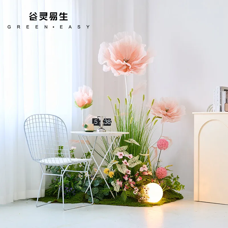 

Modern-style indoor large floral decorations, artificial flower arrangements, window display green plant decorations