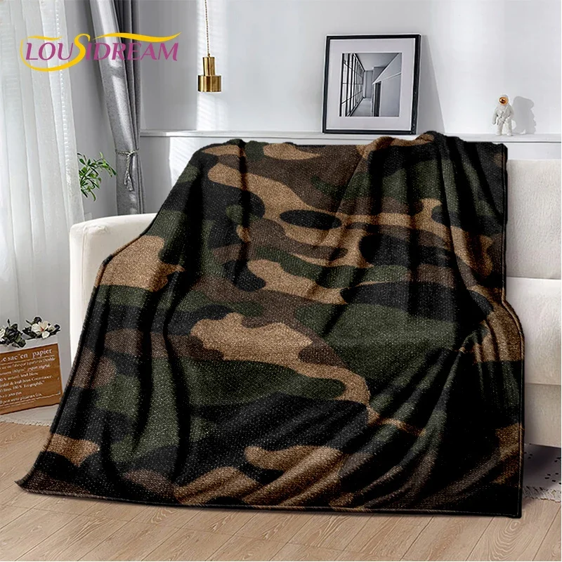 2025 Colorful Camo Green Camouflage Soft Blanket,Soft Throw Blanket for Home Bedroom Bed Sofa Picnic Travel Cover Child Gift