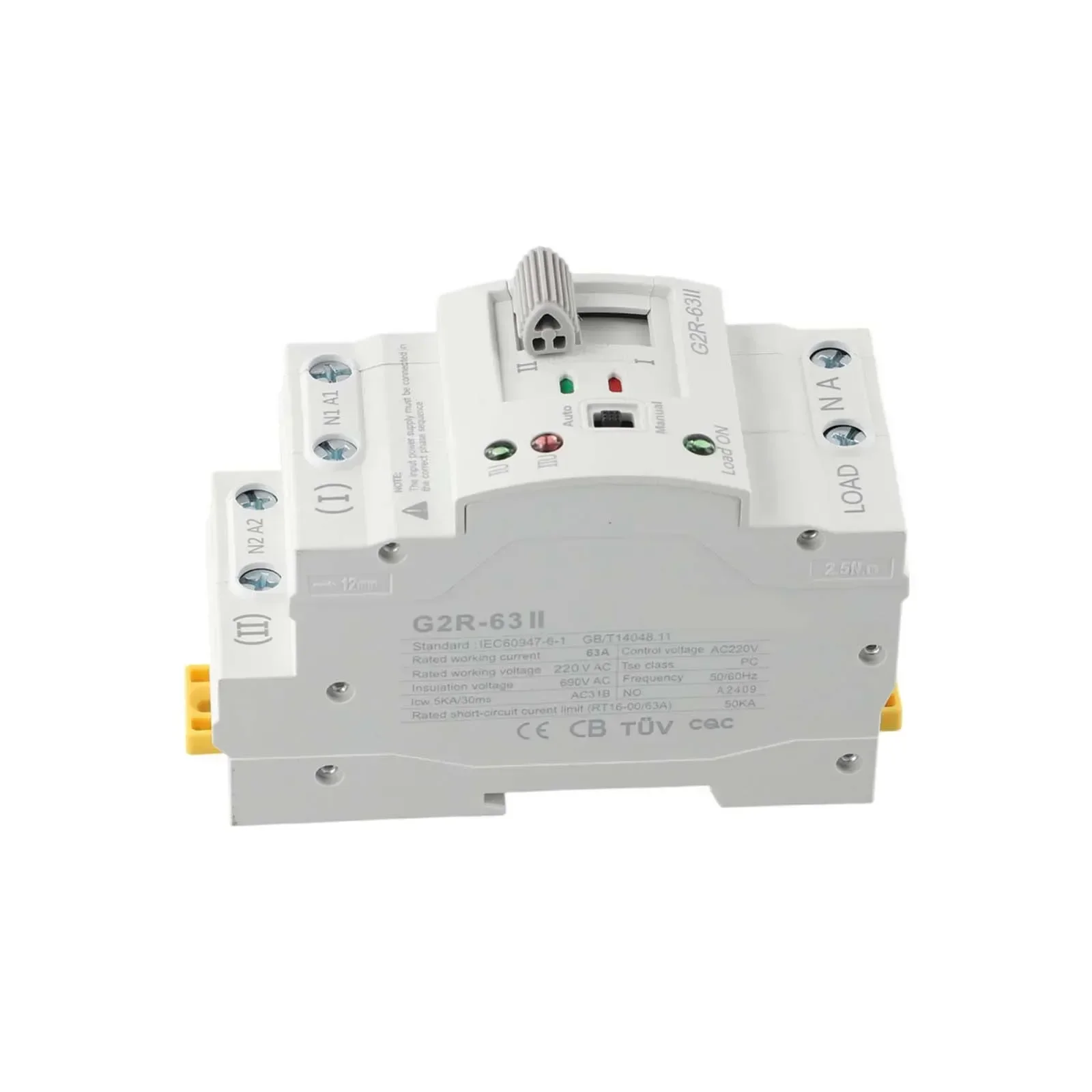 Din Rail Mini 2P 63A 220V ATS Dual Power Automatic Transfer Switch Electrical Selector Switches For Generator Intelligence Light