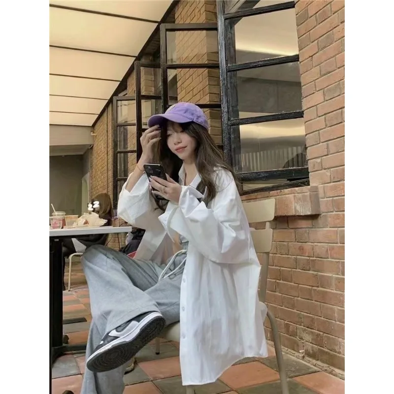 2025 Korean Style Long-sleeved Boyfriend Style Shirts for Women Spring and Autumn Sun Protection Clothes Loose Versatile Shirts