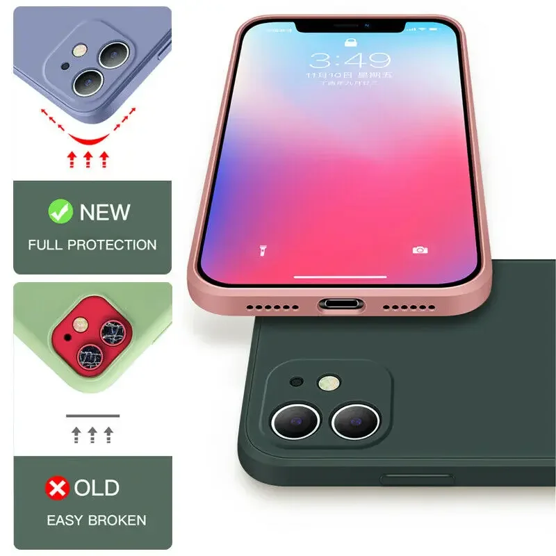 Luxe originele vloeibare siliconen telefoon case voor iPhone 15 14 13 12 11 Pro Max Mini X XR XS 7 8 Plus Schokbestendig Soft Case