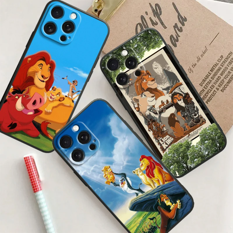 The Lion King Disney Cartoon For Apple iPhone 16 15 14 13 12 11 XS XR X Pro Max Plus Mini Black Cover Phone Case