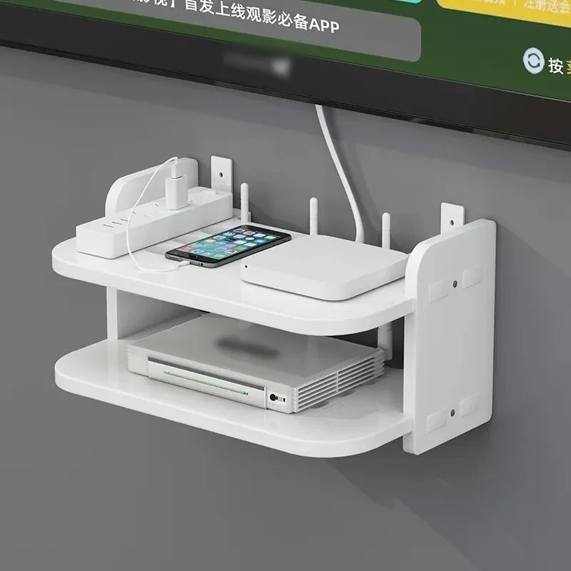 2/3 Layer 30cm WiFi Hanging Shelf Wall-Mounted Router Power Strip TV Set Top Box Cable Organizer Floating Rack Storage for Home
