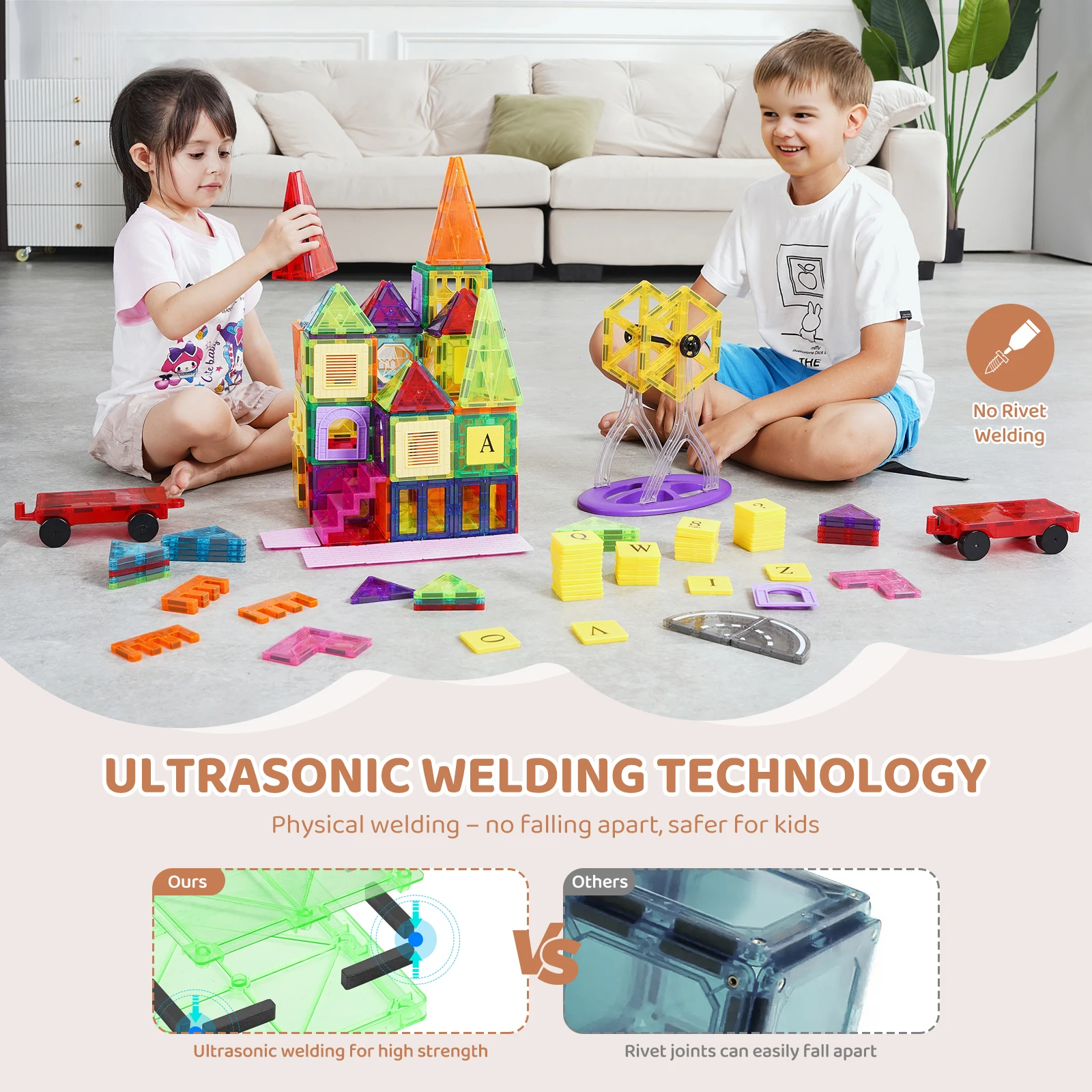 SucceBuy 181 PCS Azulejos Magnéticos para Meninos Meninas Blocos Magnéticos Conjunto de Construção para Crianças Brinquedos Educativos Crianças Presentes Montessori