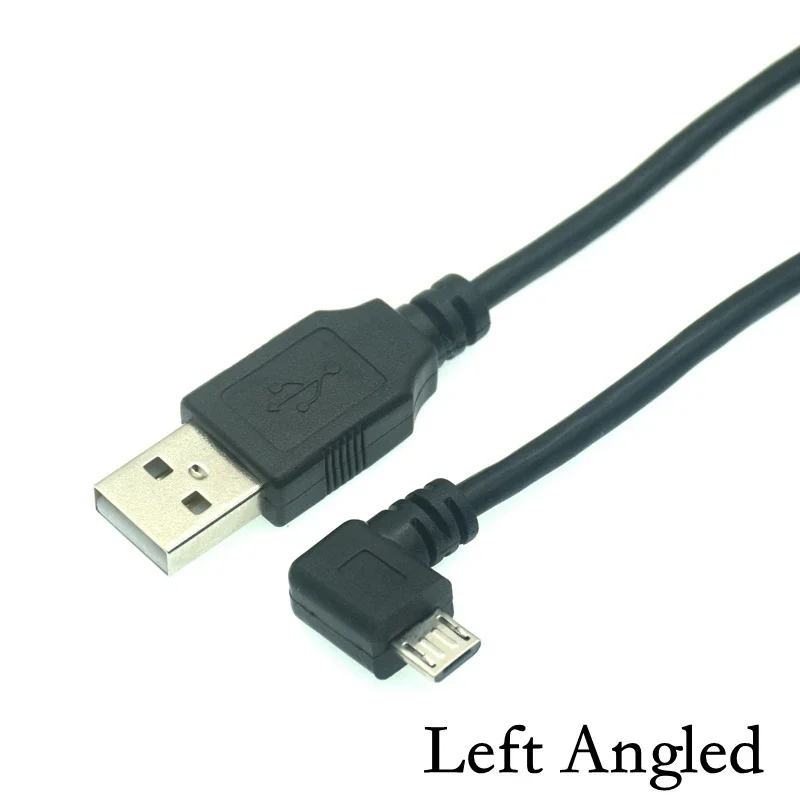 Kabel USB Micro USB męski do USB męski, kątowy 90 stopni, do transmisji danych i ładowania, krótki, długość 25 cm, 50 cm, 150 cm