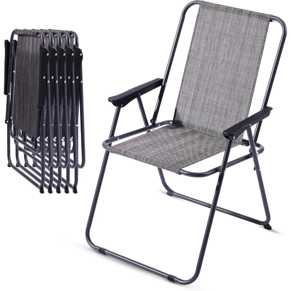 

Patio Folding Chairs Set of 6, Outdoor Chair Foldable Dining Chairs with Armrests for Lawn Garden Porch and Pool ,Dining Chairs