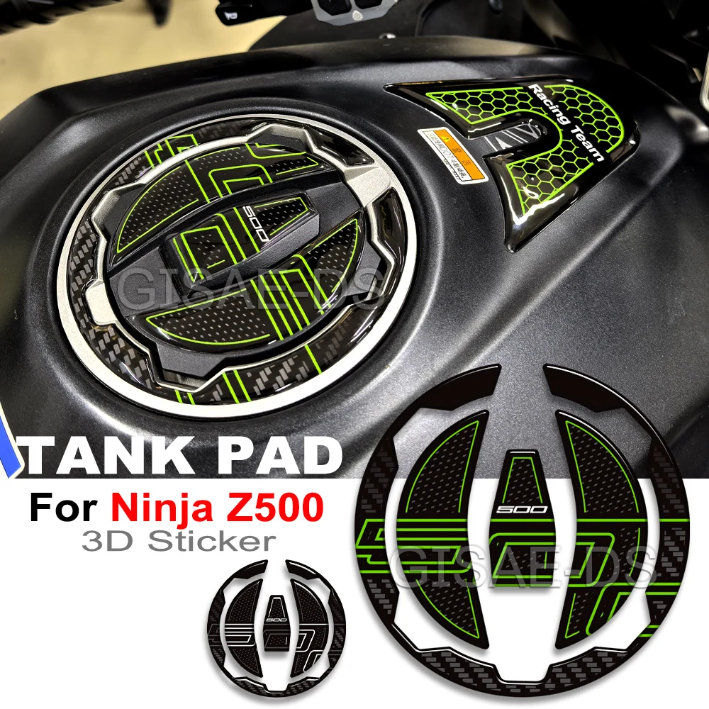 

Motorcycle Tank Pad Protector Fit For KAWASAKI Ninja Z500 NINJAZ500 Z500 3D Epoxy Resin Fuel Cap Decal 2020 - 2025