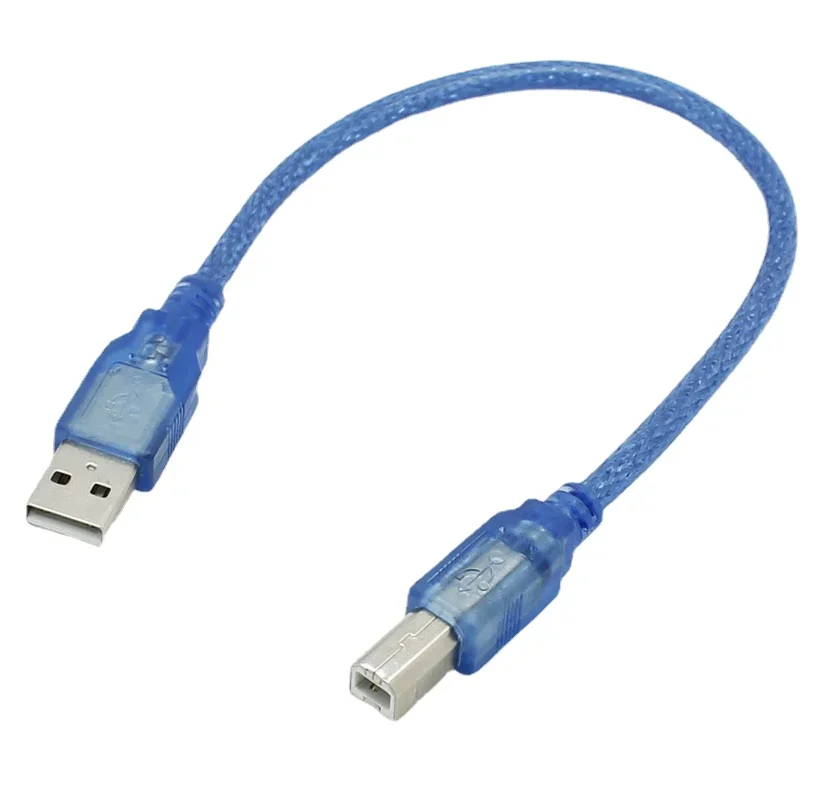 10szt/lot 30cm Adapter USB 2.0 typu A męski na B (AM BM) Krótki kabel do transmisji danych Przewód do drukarki Niebieski