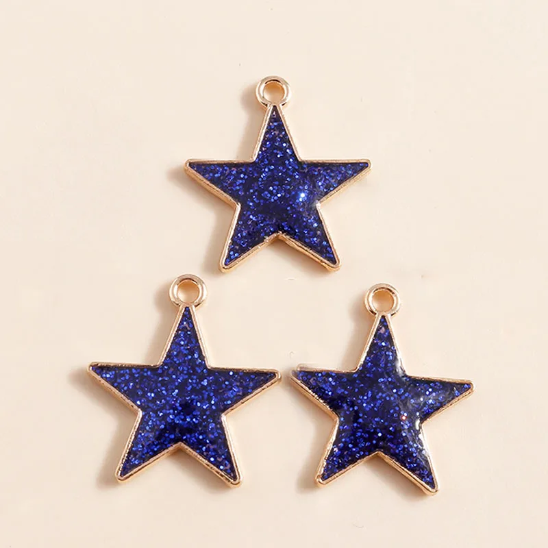 Leslie 10pcs/lot 16x18mm Enamel Black Five-pointed Stars Charms for DIY Earrings Necklaces Pendants Jewelry Making Accessories – Detail 20