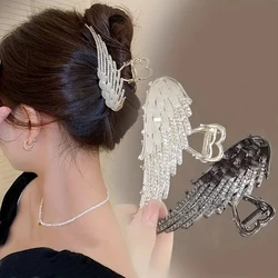 1/2pcs rhinestone metal wings hair claws for women