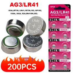 AG3/LR41 Cell Coin Lithium Battery 1.55V Button Batteries SR41 192 L736 384 SR41SW CX41 LR41 392 Lamp Chain Finger Light Watch