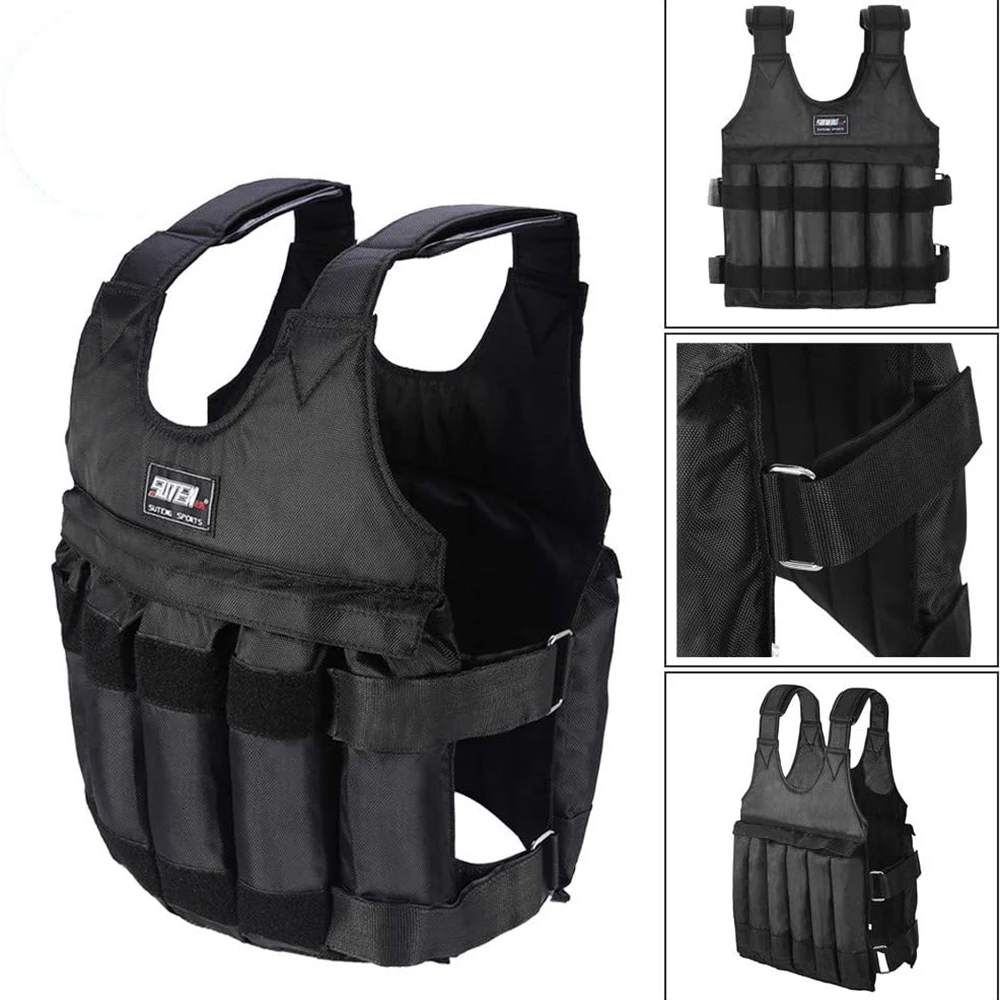 Run Loading Weighted Vest Adjustable Exercise Training Fitness Jacket Gym Workout Boxing Vest Weight Waistcoat MAX 50kg