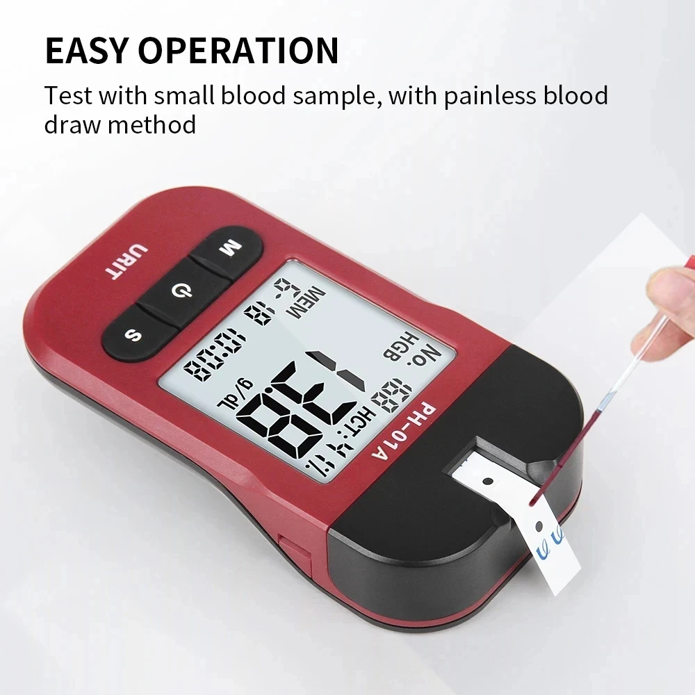 Urit Portable Medical Haemoglobin Analyser with 50 pieces of Haemoglobin Test Strips Haemoglobin Tester for Home Use