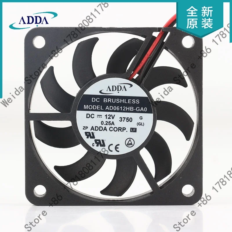 

Вентилятор охлаждения ADDA 5V 24V 48V DC12V 0.25A 6010 60X60X10MM 6CM 2-проводной для блока питания ЦПУ, корпуса, инвертора AD0612HB-GA0