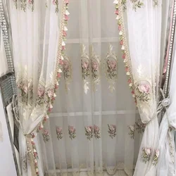 Simple European-style Curtains for Living Room Bedroom Water Soluble Embroidery Curtain Large Flower Partition Tulle Home Custom