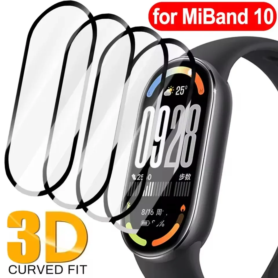 1-5 pièces pour Xiaomi Miband 10 protecteurs d'écran 9D courbé couverture complète anti-rayures Films de protection pour Mi Band 9 montre couverture