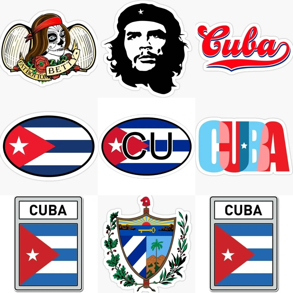 

Cuba CU Flag National Emblem PVC Sticker for Covered Scratch Decorate Laptop Car Window Camper Table Motorcycle Off-road Helmet