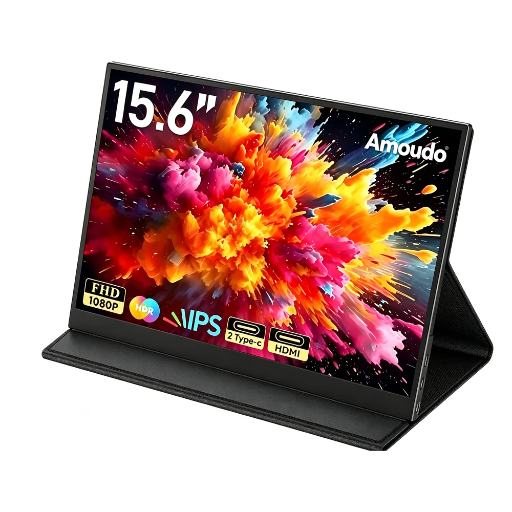 Amoudo portable monitors 15,6 inches 1920*1080P FHD, portable laptop computer extension screen, screen IPS, Monitor for laptop computer portable/PC/Te