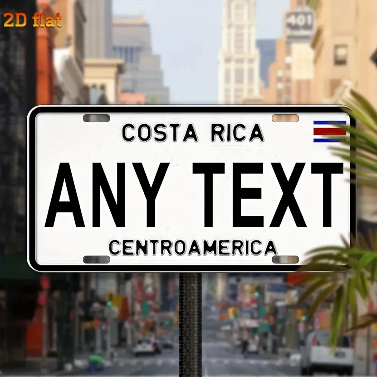 1pc [2D Flat] Personalized Costa Rica Rustic Aluminum Plaque Customizable Latin Retro Home Cafe Wall Hanging Sign For Decoration