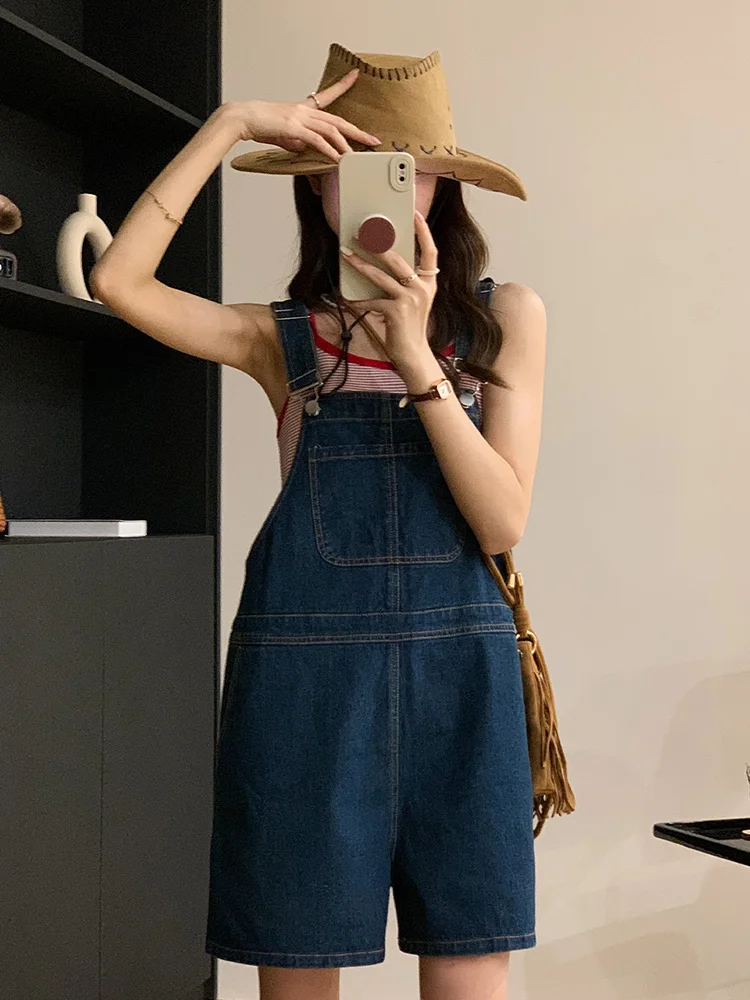 

Women's Denim Rompers Playsuits Jeans Jumpsuits Woman Floral Work Patchwork Midi Vintage Girls Comfortable Polka Draped Shoulder