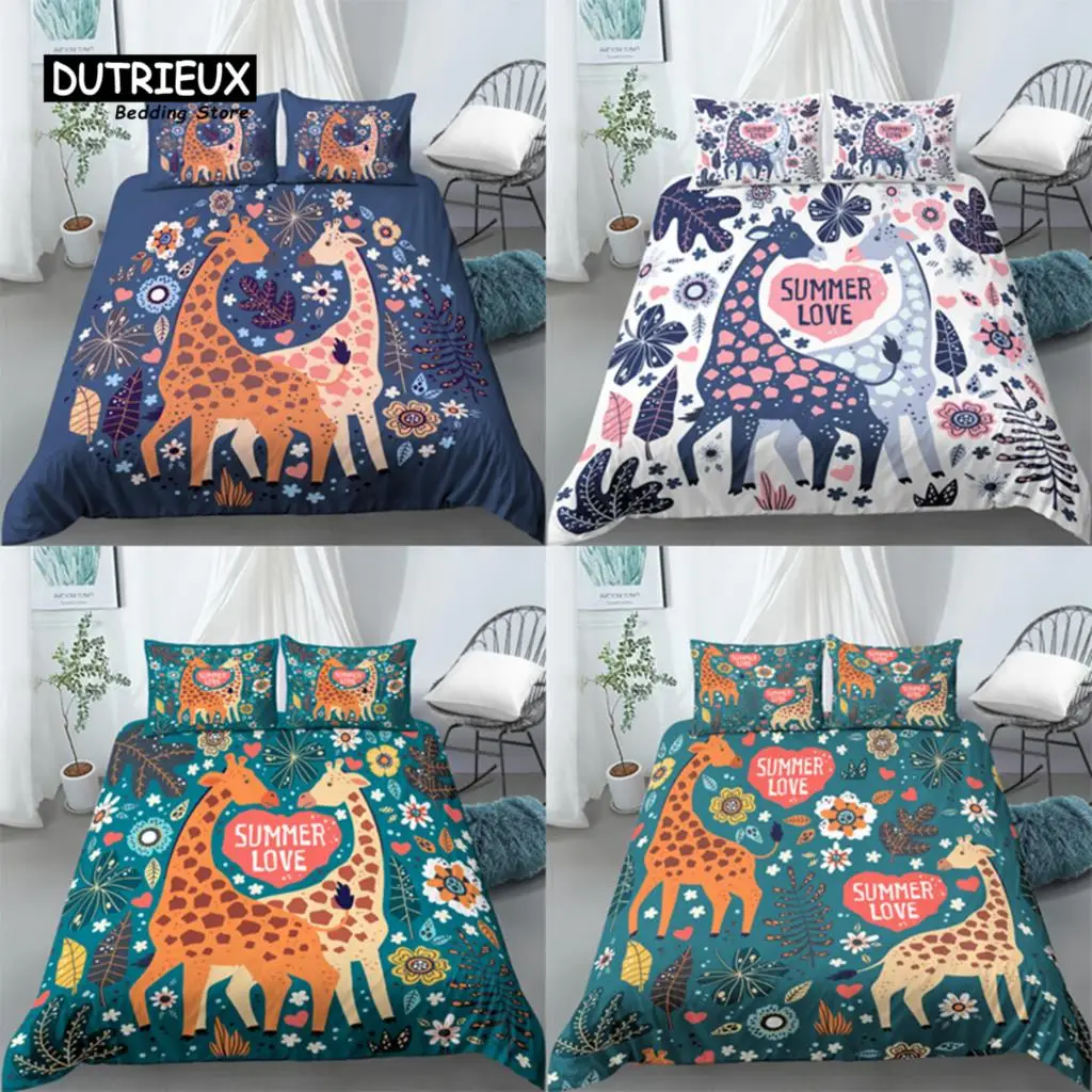 

Home Living Luxury 3D Giraffe Print 2/3Pcs Comfortable Duvet Cover PillowCase Bedding Sets Queen and King EU/US/AU Size