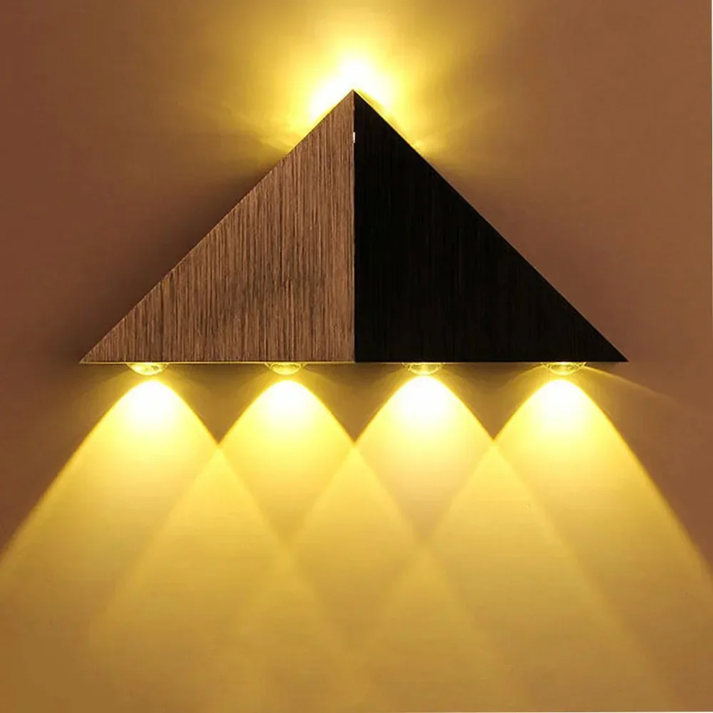 5W AC90-265V Colorful Decoration LED Wall Light Triangle Aluminum 5 Colors  Lamps Cold/ Warm White for Room Hotel