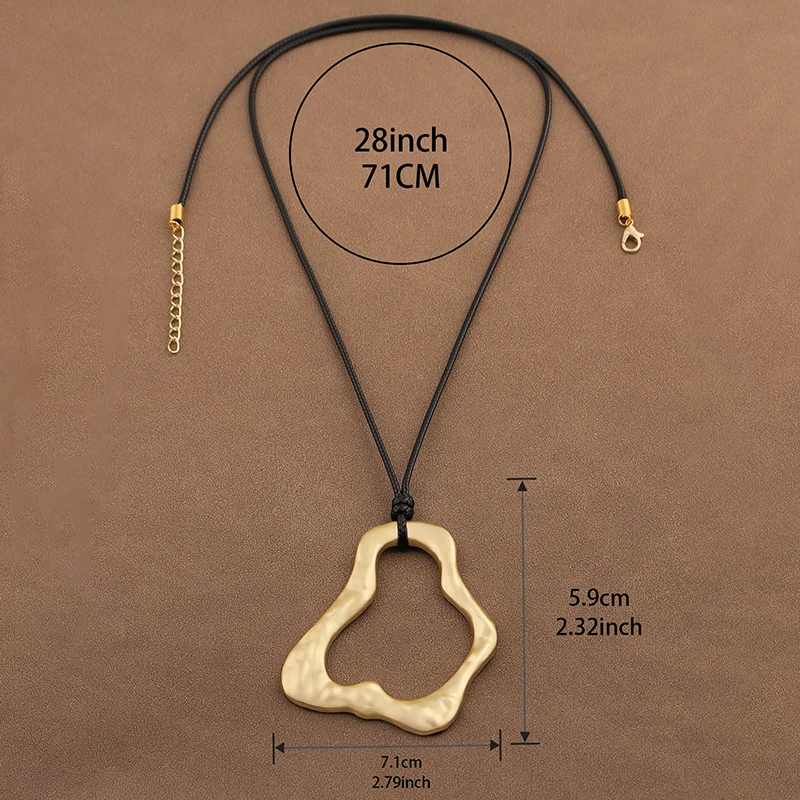 1pc Minimalist Personalized Hollowed Out Flower/Square/Shell Pendant On Lucky Long Wax Rope Sweater Chain Necklace Jewelry Gifts