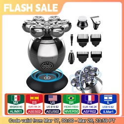Electric Shaver 7D Floating Cutter Head Base Charging Portable Men Beard Trimmer Clipper Skull Shaver Waterproof Shaving