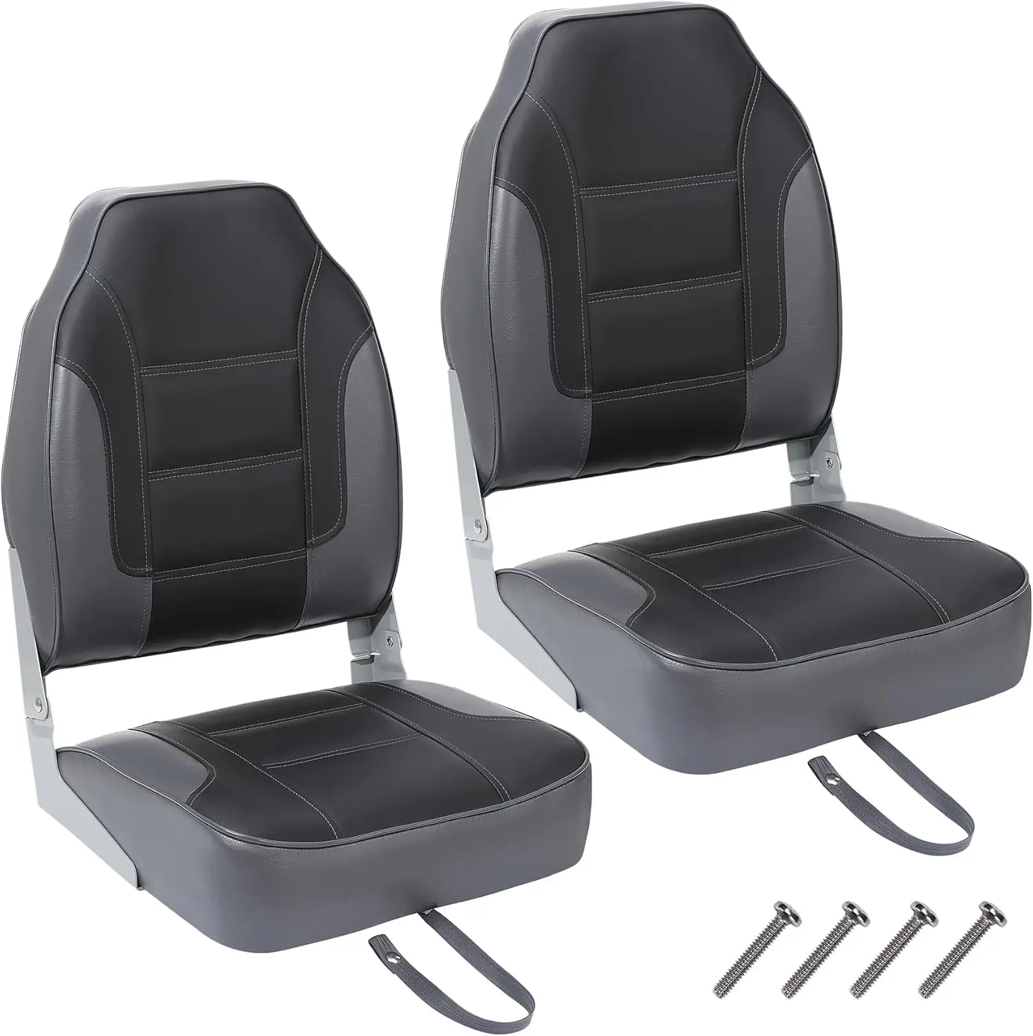 2 Pa Folding Boat Seats, High Ba Fishing Boat Seat, Comfortable Boat Chairs With Thi Sponge Padding And Hinge For Sightseeing