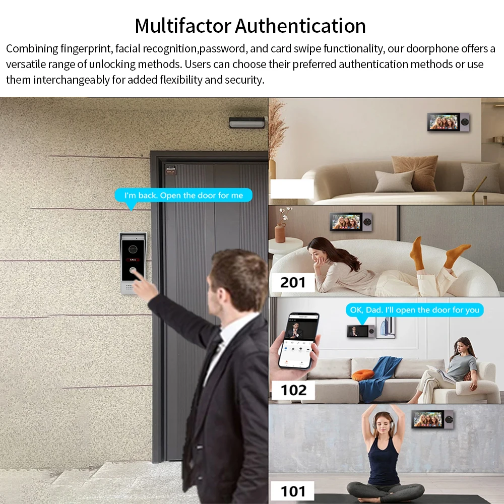 Villa a 4 fili Intelligent Wifi Visual Tuya Intercom System kit 1080P videocitofono campanello per porte supporto per fotocamera TF Card 7 "Monitor