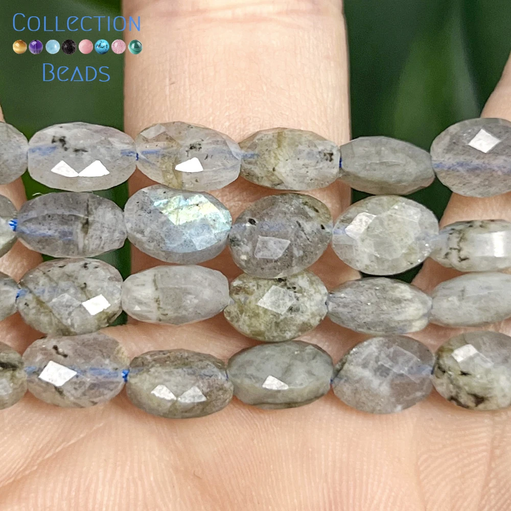 23pcs 6x8mm Natural Labradorite Faceted Ellipse Shape Loose Spacer Beads for Jewelry Making DIY Bracelet Necklace Accessories