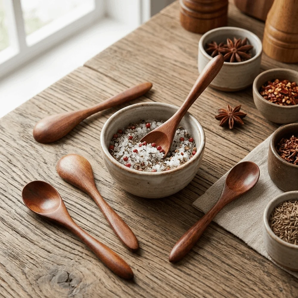 10Pcs Wood Wooden Spoon Set Long Handle Solid Serving Spoons Smooth Polished Lightweight Mixing Spoons For Tea Coffee