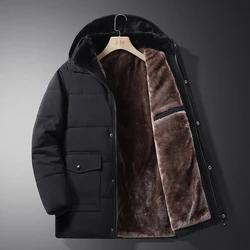 Padded padded coat middle-aged and elderly winter coat men's long warm padded jacket with hooded cotton jacket