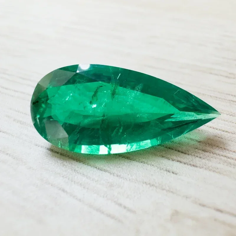 

Lab Grown Emerald Hand-cut Hydrothermal Emeralds Pear Shape 9x19mm Gemstone for Diy Jewelry Making Selectable AGL Certificate