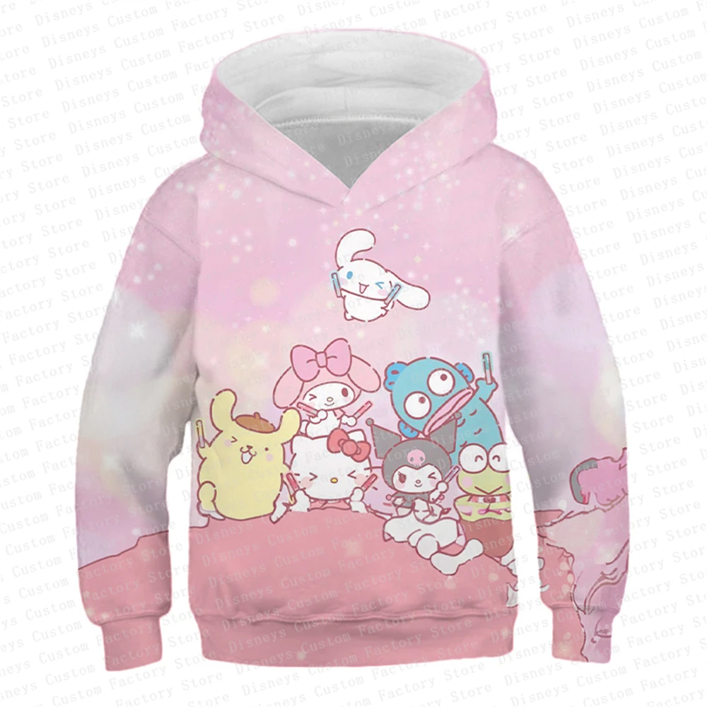 Children\'s Clothes Girls Cute Hoodies Cartoon Animal Hello Kitty & Friends Sanrio 3D Printed Child Sweatshirt Teen Boys Pullover