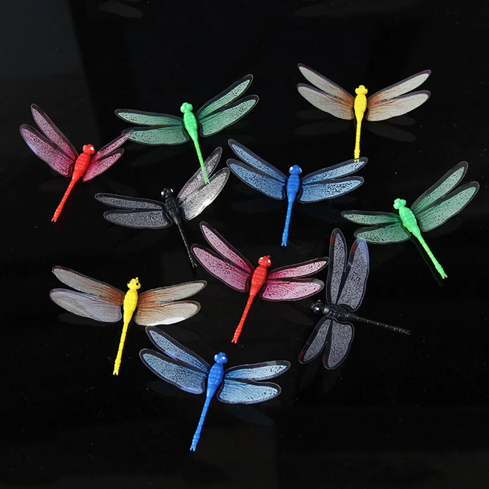 20Pcs Luminous Dragonflies Decor Glow in Dark Lifelike PVC Dragonfly Nighttime Home Room Outdoor Garden Decoration