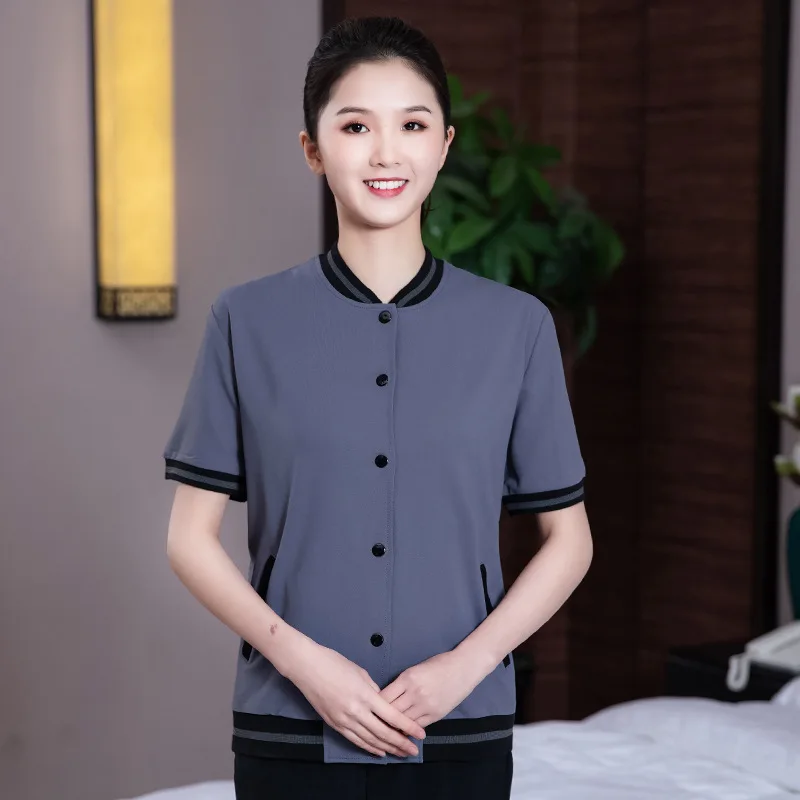 Hotel Property Cleaning Work Uniform for Women, Short Sleeve Summer Guest Room Attendant Cleaning Auntie Autumn Winter Cleaning