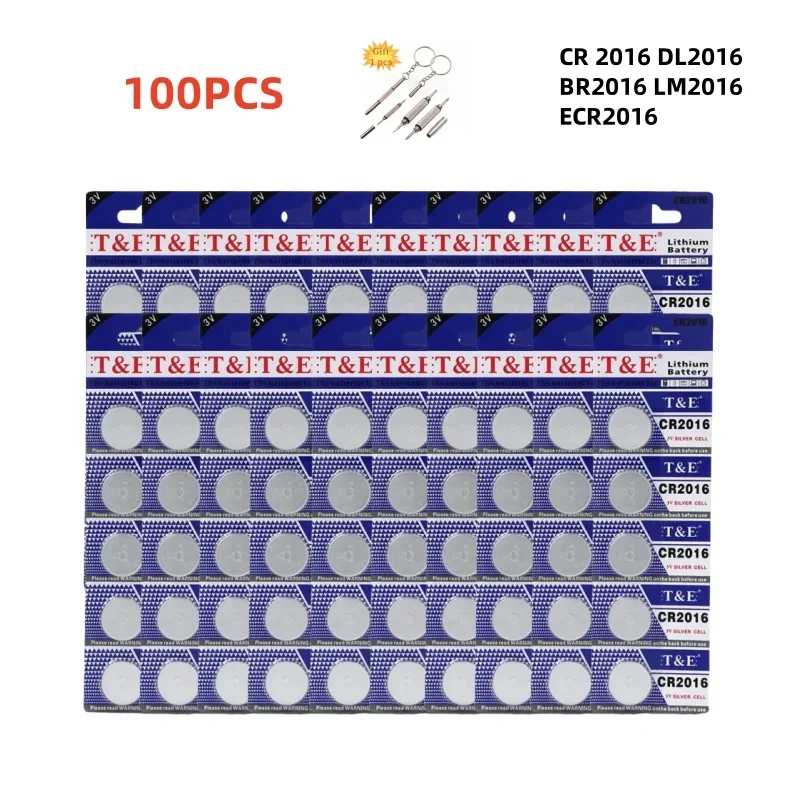 

100PCS CR2016 Button Battery CR 2016 DL2016 BR2016 LM2016 ECR2016 3V Lithium Battery For Watch Car Key Remote Coin Cells