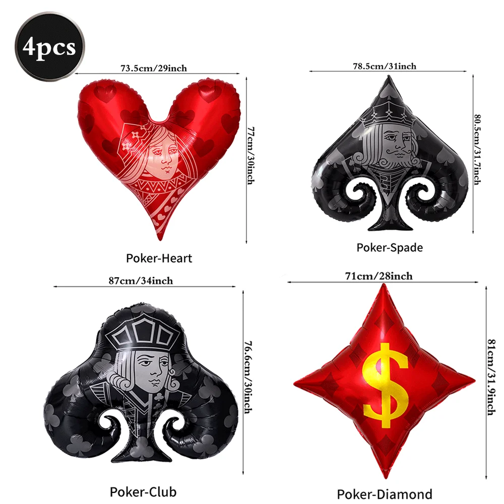 Casino Poker Karte Party Dekorationen Teller Tassen Servietten Happy Sign Banner Tischdecke Luftballons Las Vegas Geburtstag Party Supplies – Detail 15