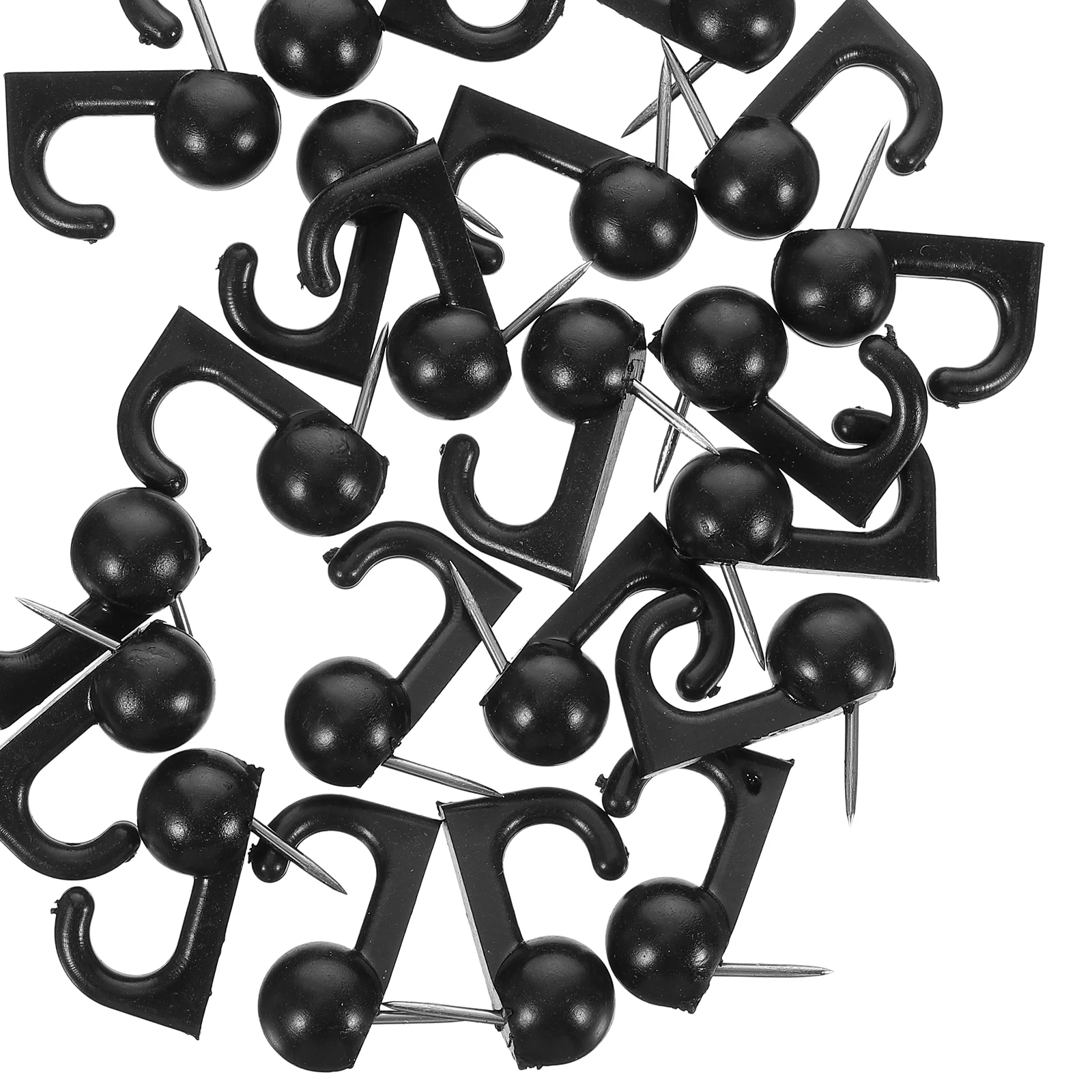 50 Pcs Poster Push Pin Hanger Pins Black Hooks Tacks for Wall Hangings Stud Plastic