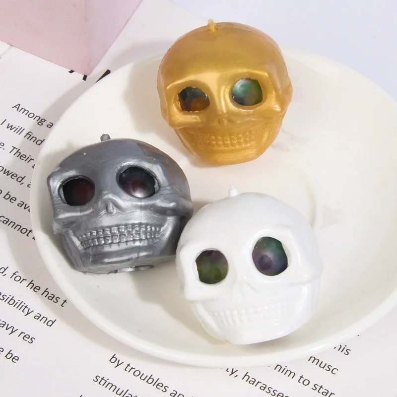 Skull Eyes Brain Stressbälle, Fidget-Spielzeug, sensorische Stresslinderung, Angsttherapie, Rebound-Quetschball für Halloween – Detail 5