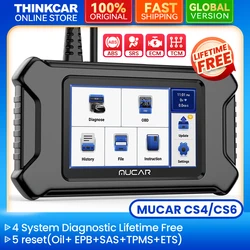 MUCAR CS4/CS6 OBD2 Car Diagnostic scanner tools  ABS SRS Engine TCM 4 System Oil SAS EPB TPMS ETS 5 Reset lifetime free update