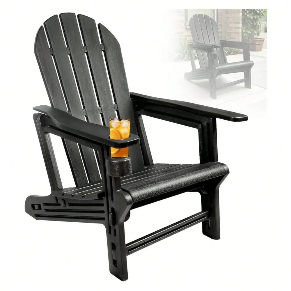 

Chair,Patio Chair With Cup Holder, Plastic Recliner Chair Without Screws Install, AllWeather HDPE Comfortable Se For Deck,Garde