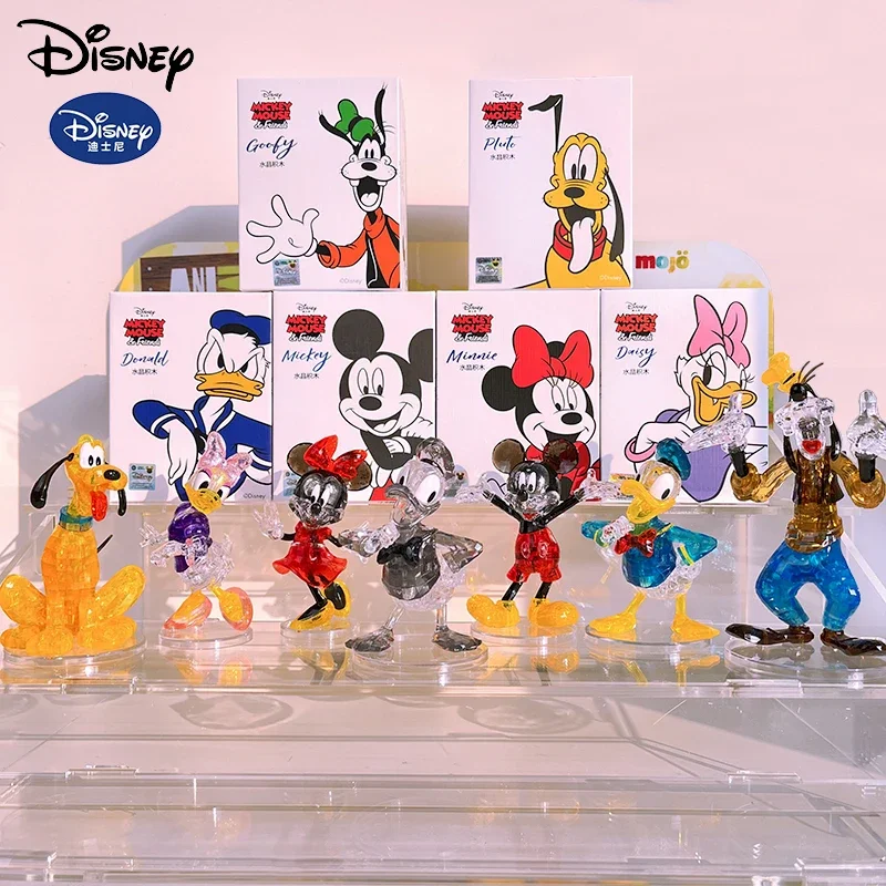 Disney Mickey Magic House Crystal  figure Cartoon DIY Model Mickey Minnie Donald Daisy Goofy Decoration Toys Kids Gifts