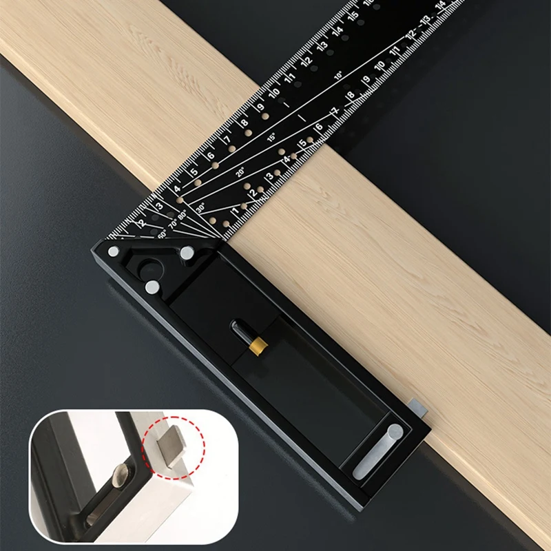 AT35 2Pcs Woodworking Square Ruler For Precise Measuring,Square Ruler For 45/90 Degree Multifunctional Gauge Angle Ruler