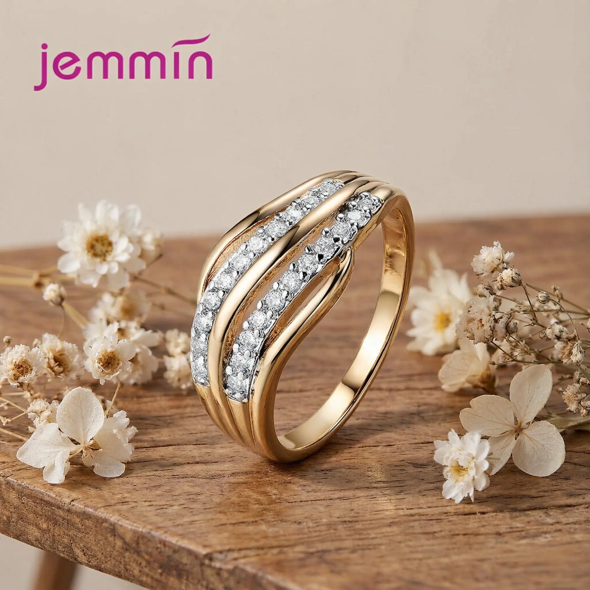Shining 925 Sterling Silver Double Layer Crystal Zircon Rings For Women Girls Daily Anniversary Party Fashion Jewelry Gifts