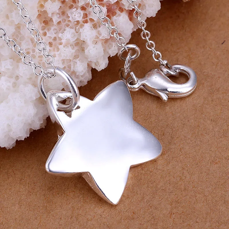 New Popular Brands 925 Sterling Silver Pretty Star Pendant Necklace for Women Fashion Wedding Party Designer Jewelry Gifts