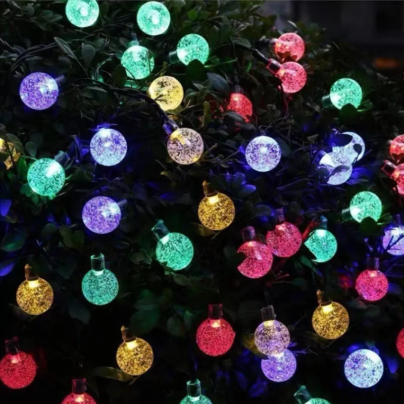 LED Solar String Lights for Outdoor, Waterproof, Crystal Globe Lights, Garden Light, Patio Party, Tree Decor, 8 Modes, 60 LEDs