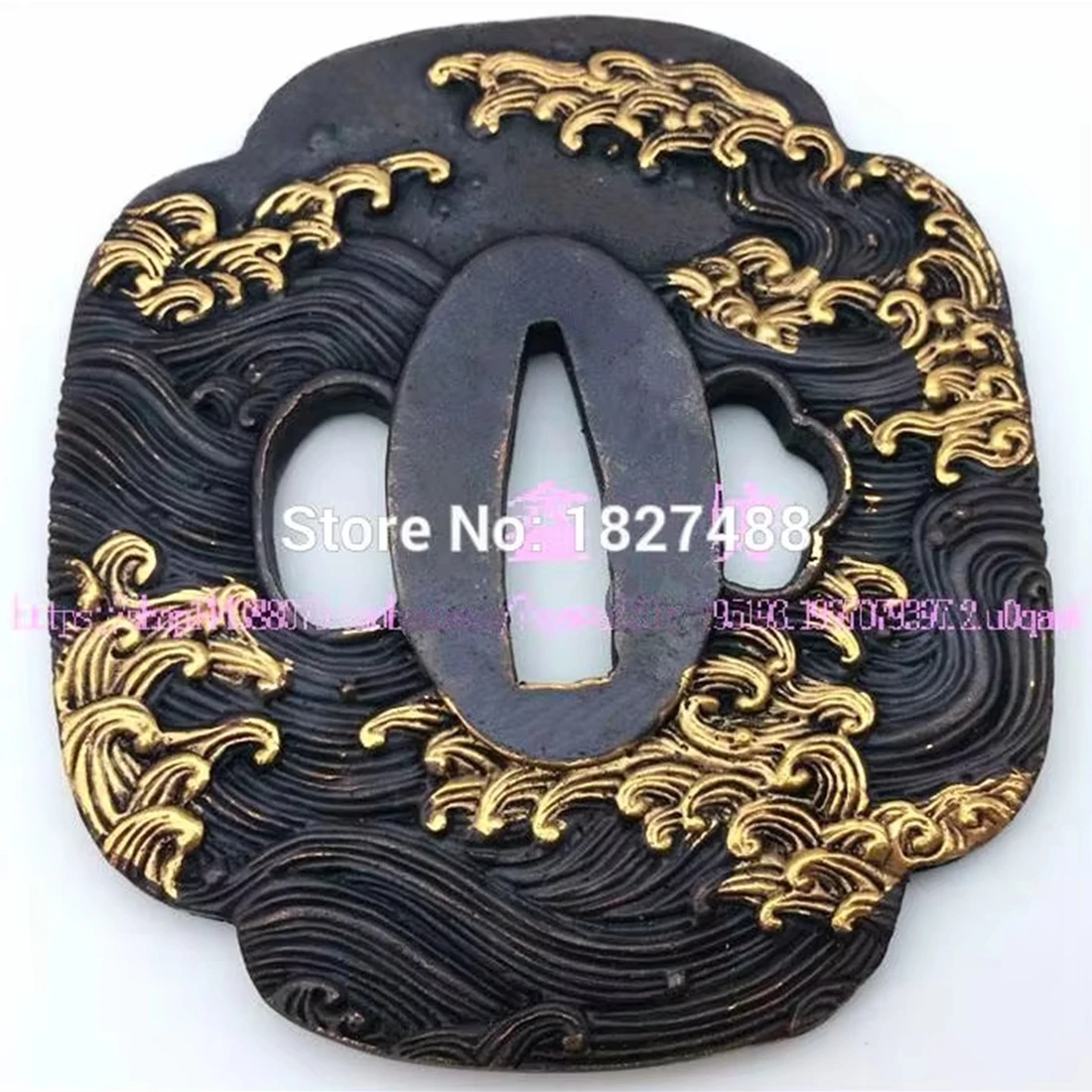 Alta qualidade japonês katana montagem cobre tsuba wakizashi espada artesanal guarda substituição diy acessórios com design de água do mar