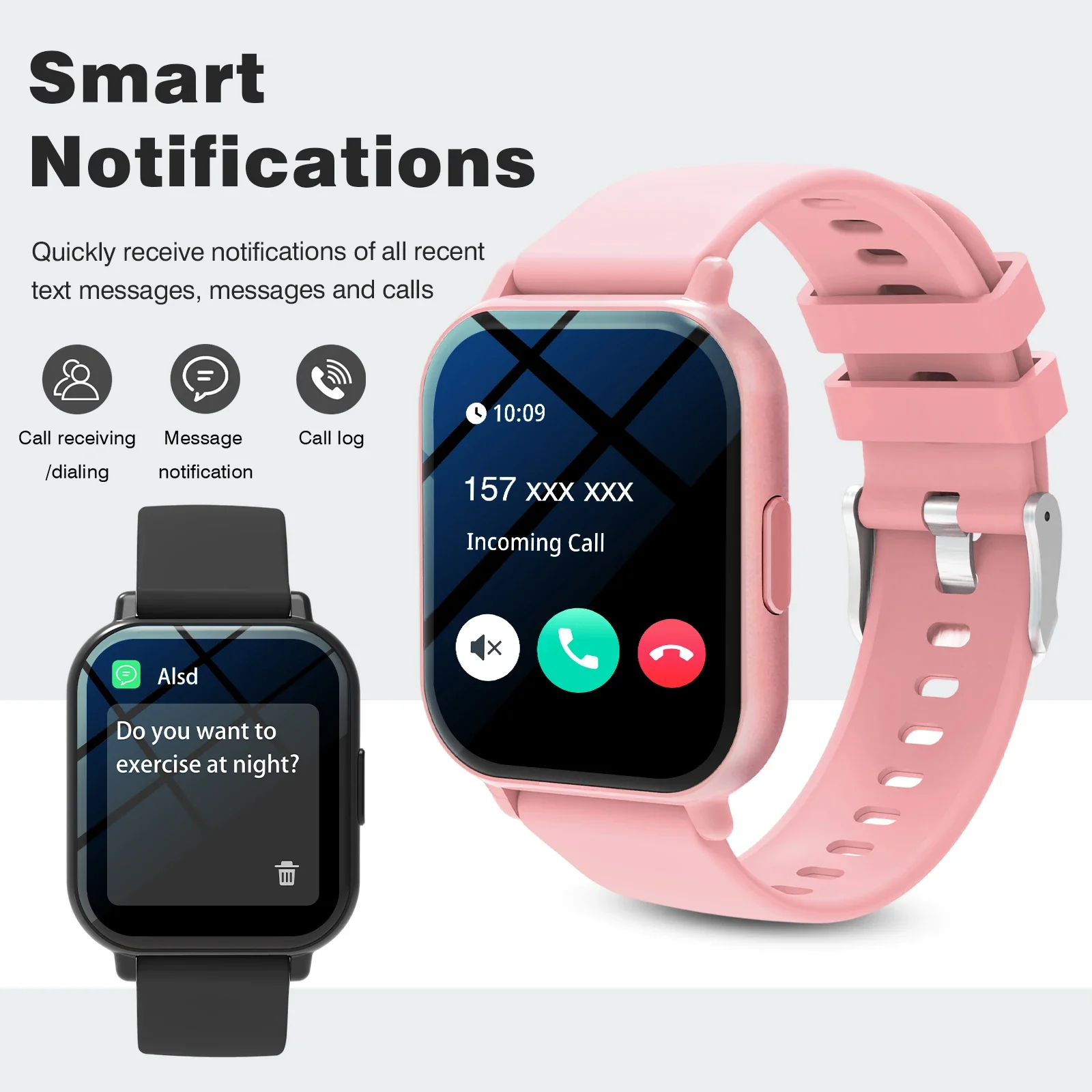 ساعة ذكية جديدة، مكالمات لاسلكية، ساعة رياضية عصرية للجنسين مع حزام من الفولاذ المقاوم للصدأ، وضع رياضي متعدد، تحكم بالموسيقى